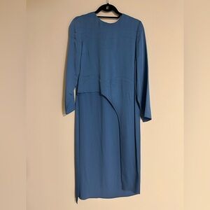 veronica beard Blue Rome High Low long sleeve asymmetrical top